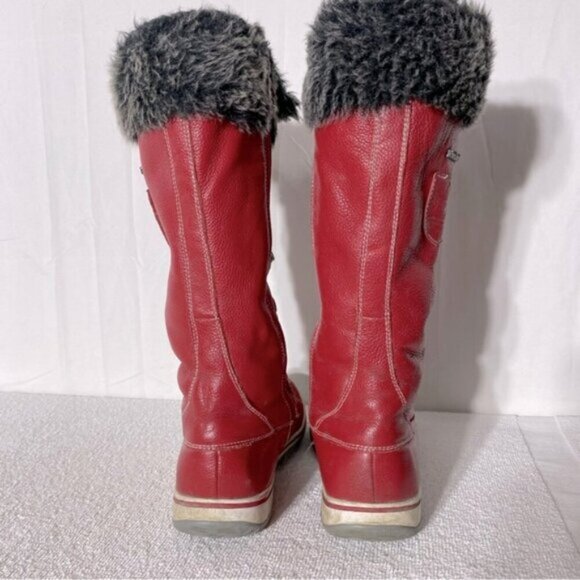 Vintage Atelier Noir Thinsulate Red Leather Lace Up Round Toe Winter Boots 8 - Picture 6 of 13